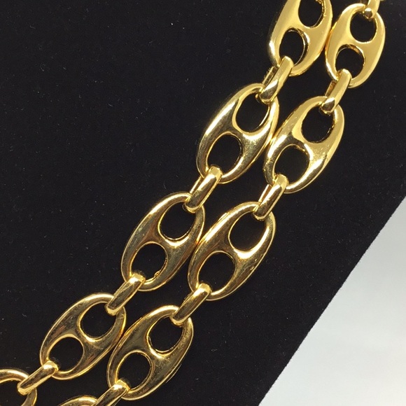 1980’s Carolee Couture Double Mariner Chain Gold Necklace - Picture 2 of 9